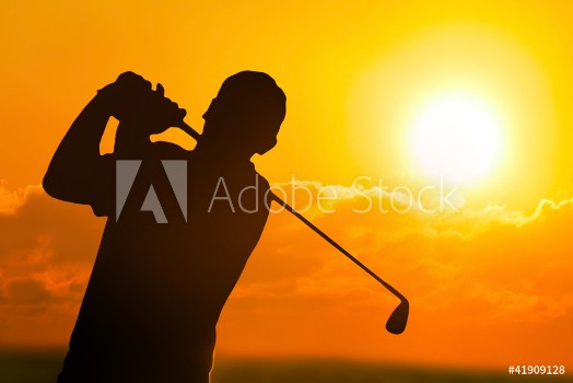 Picture of Photo of a Golfer in Sunset